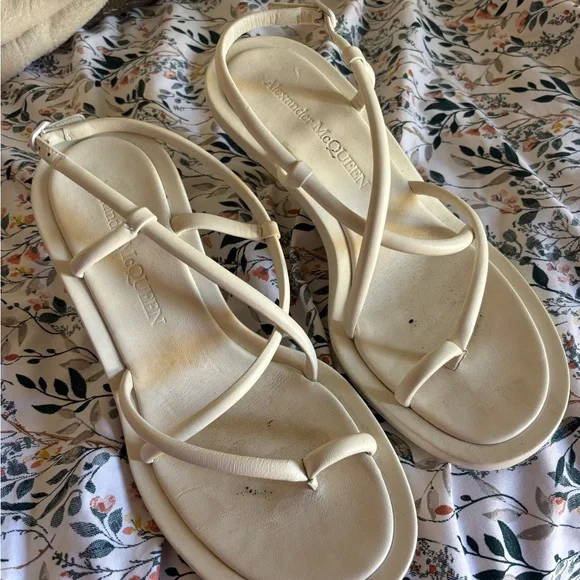 Alexander McQueen White Sandals Minimalist Design